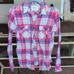 Aeropostale Pink and Purple Button Down Shirt